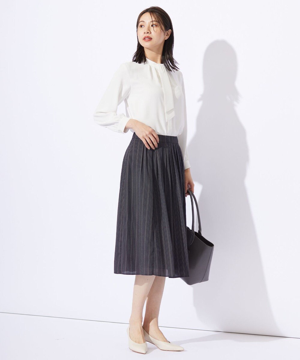J.PRESS LADIES L 【洗える】ドットデシンプリント タック スカート 