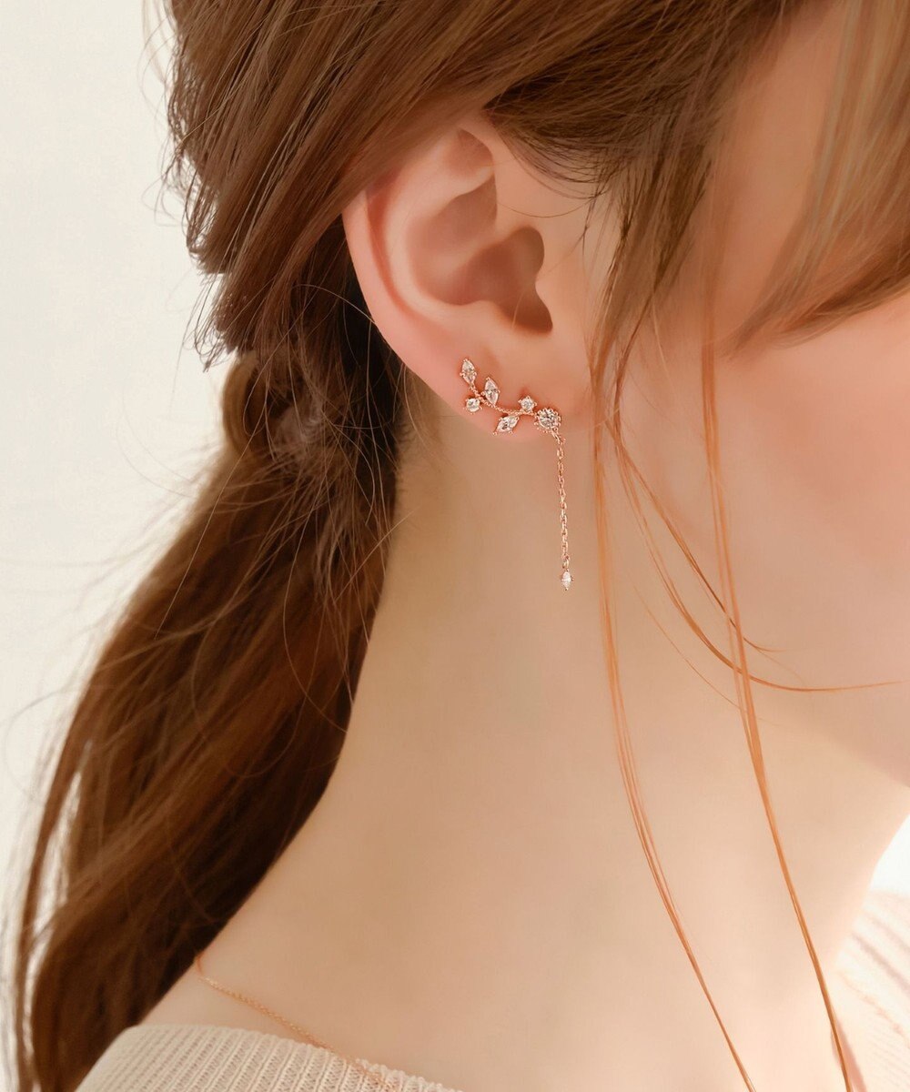 Phoebe 〈シリーズ累計販売10000点突破！〉2wayフラワリービジューピアス&イヤリング　ローズゴールド 