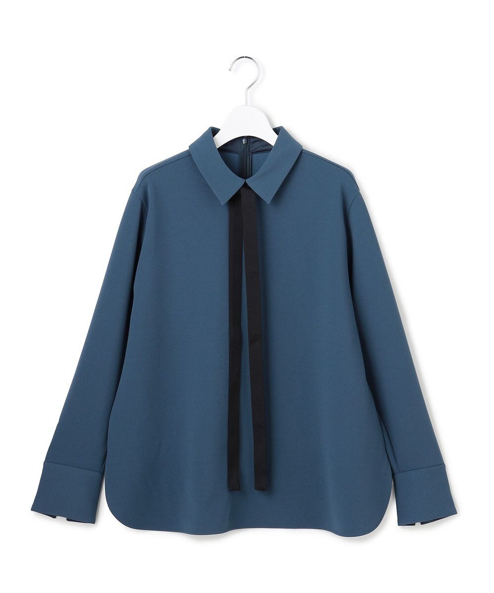 ICB マラボーテＷジョーゼット ボウタイ付きシャツカラートップス 