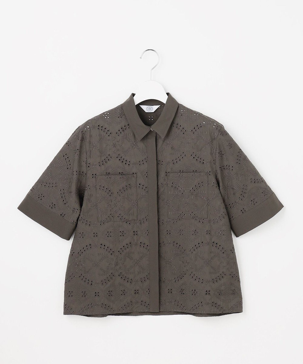 J.PRESS LADIES L 【一枚で着映え】エンブロイダリー ボクシーシャツ 