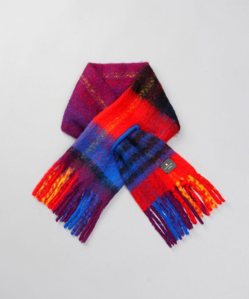 AURORA 【 LANVIN en Bleu （ランバン オン ブルー）】モコモコマルチカラーチェックマフラー 