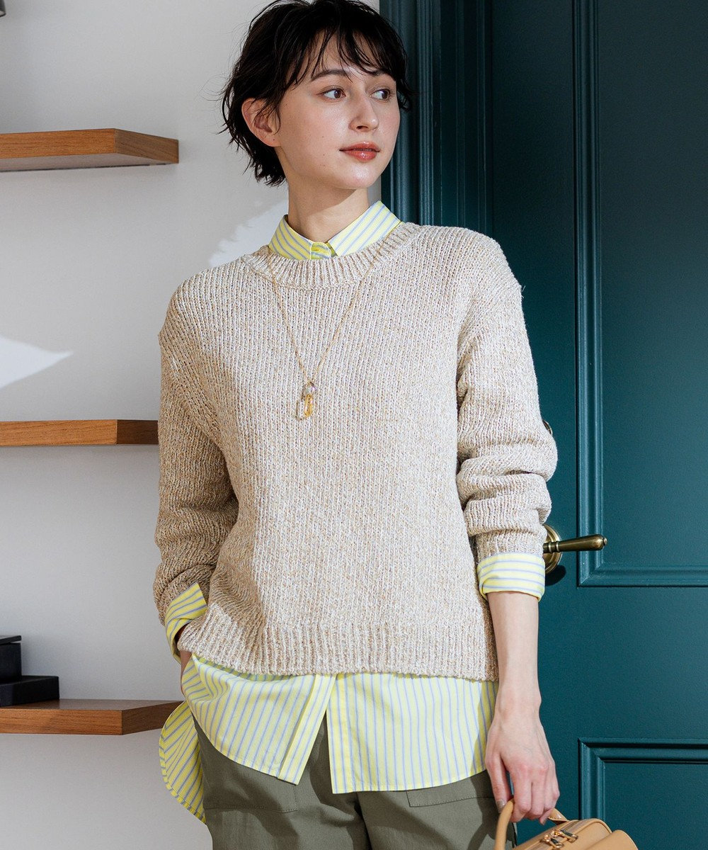 23区 L 【先行予約】コットンコードミックス クロップド ニット 