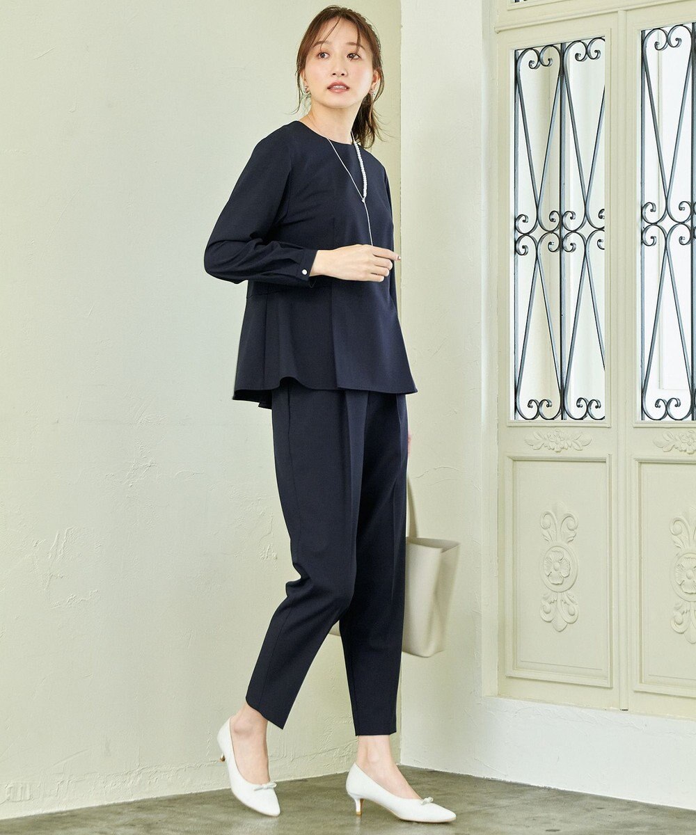 ANY L 【洗濯機可/ストレッチ/ウエストゴム/セットアップ可】イージーケアテーパードパンツ 