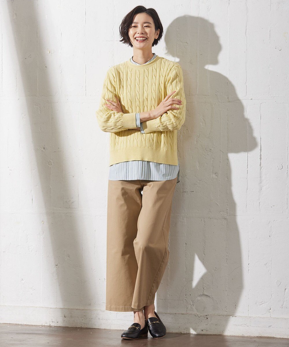 J.PRESS LADIES L 【洗える】GIZA MERCERIZE COTTON ケーブル ニット 