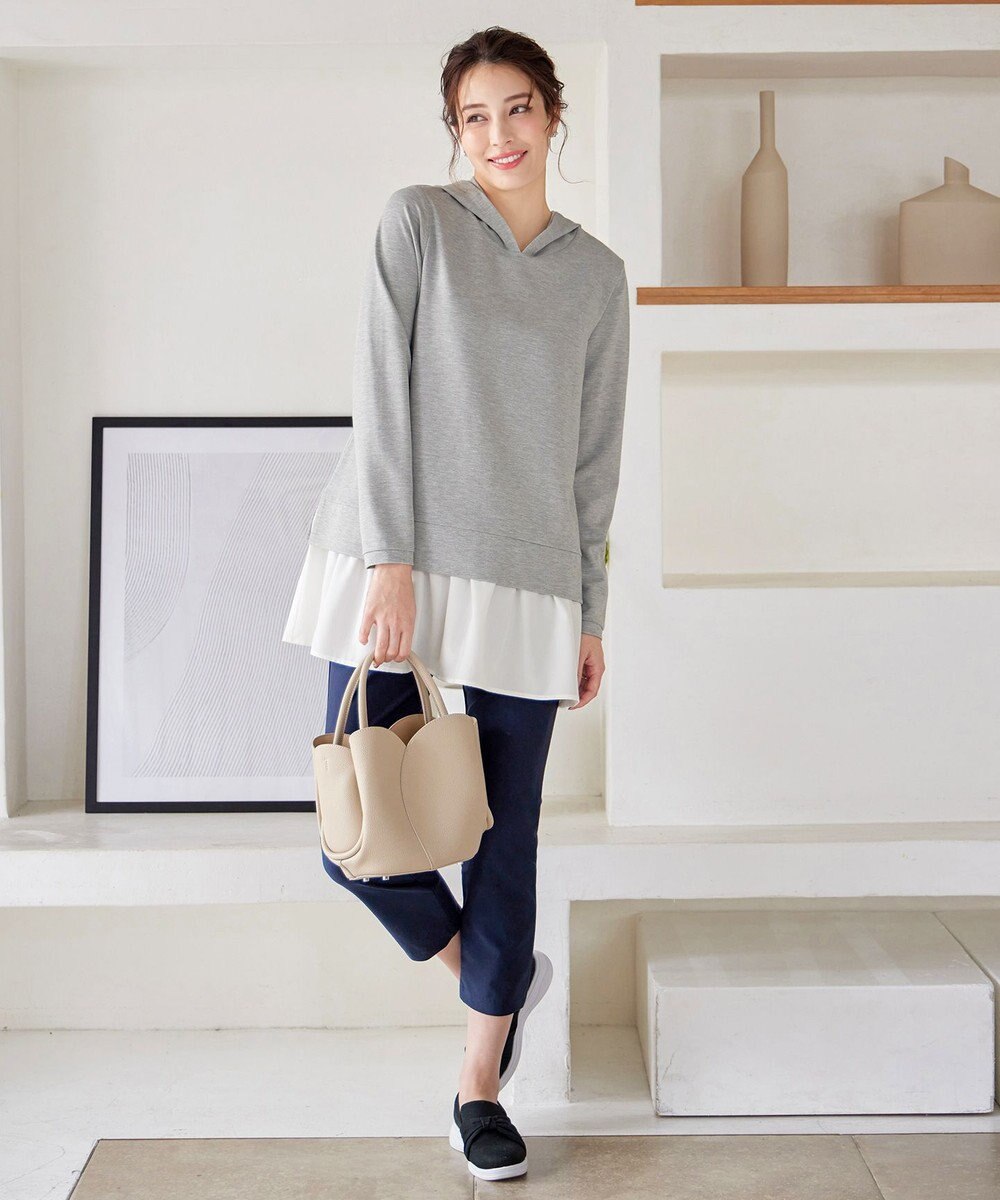 Tiaclasse L 【洗える】ポンチドッキングギャザーパーカー　 