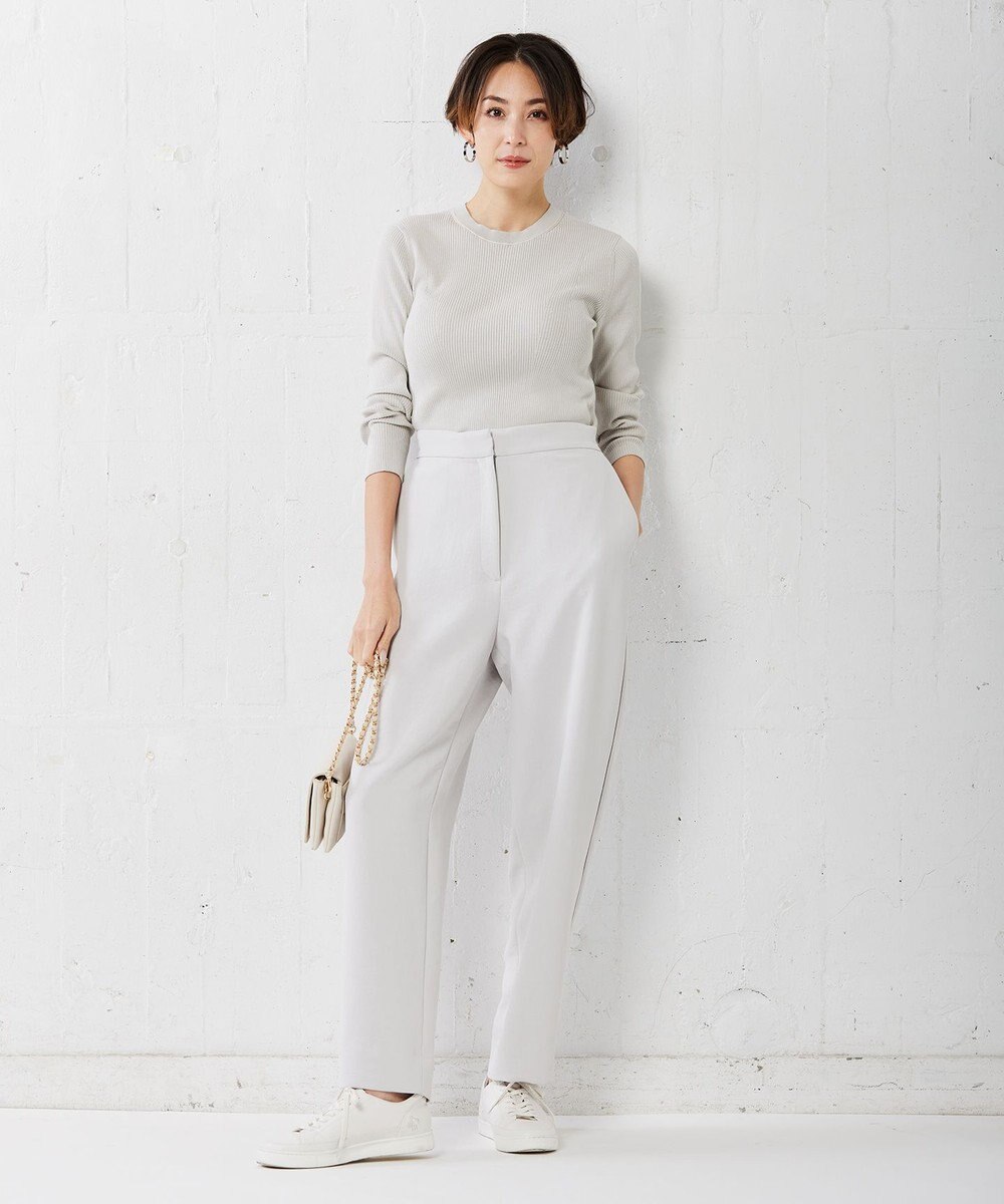 ICB L 【洗える】 ダブルクロスクレープ ストレートパンツ 