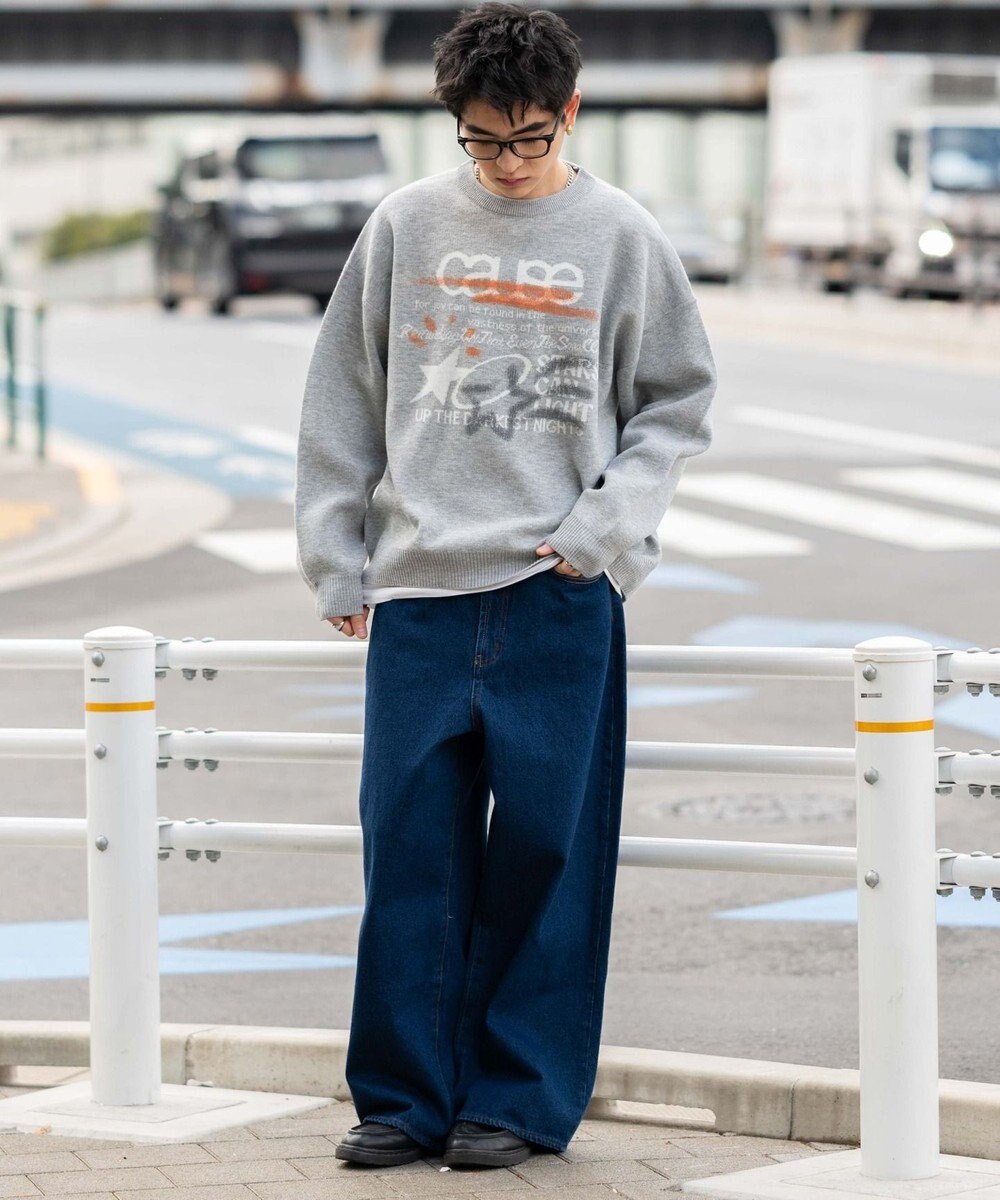 WEGO スプレーグラフィックニットプルオーバー 