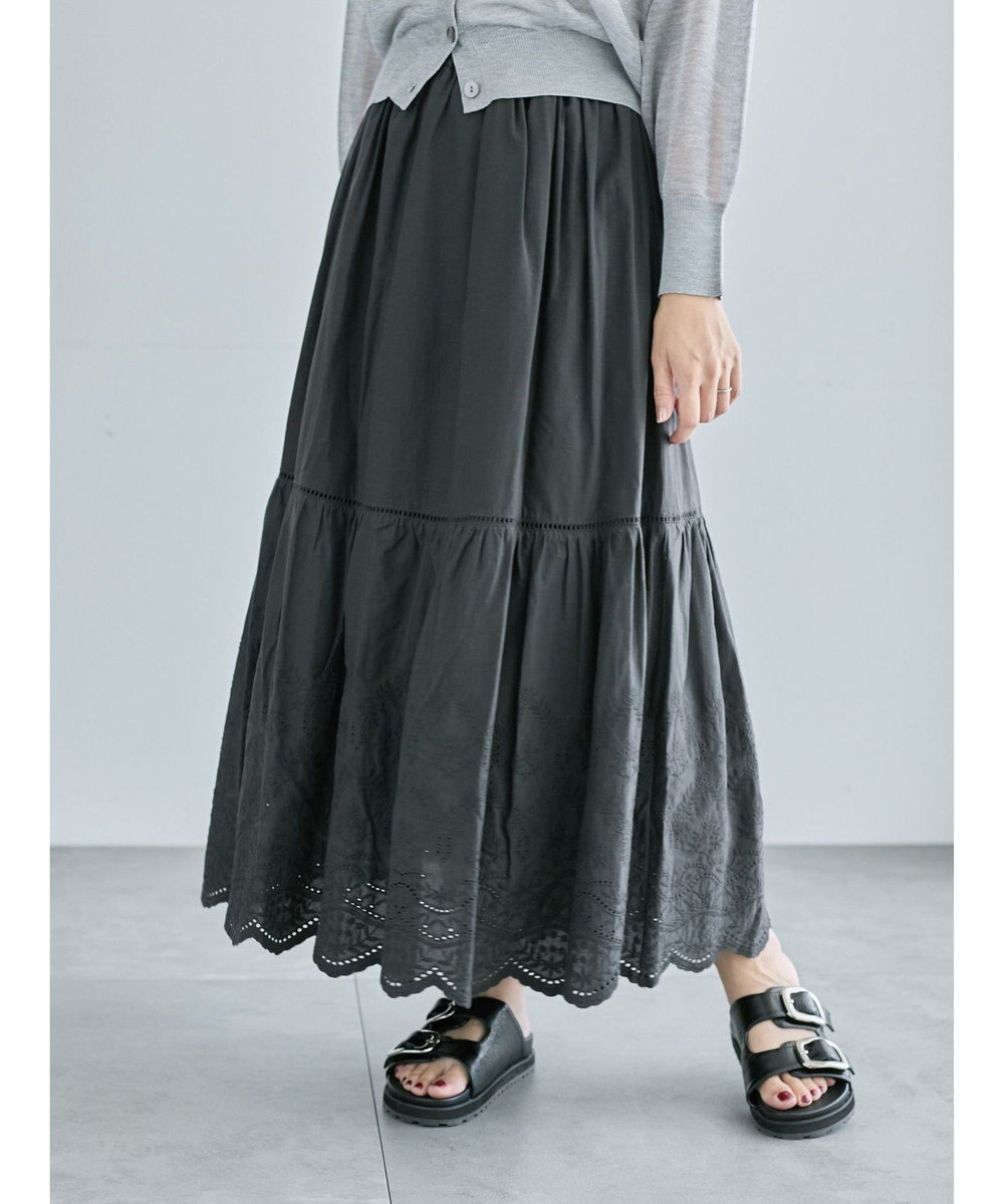 Te chichi エンブロイダリーティアードスカート 