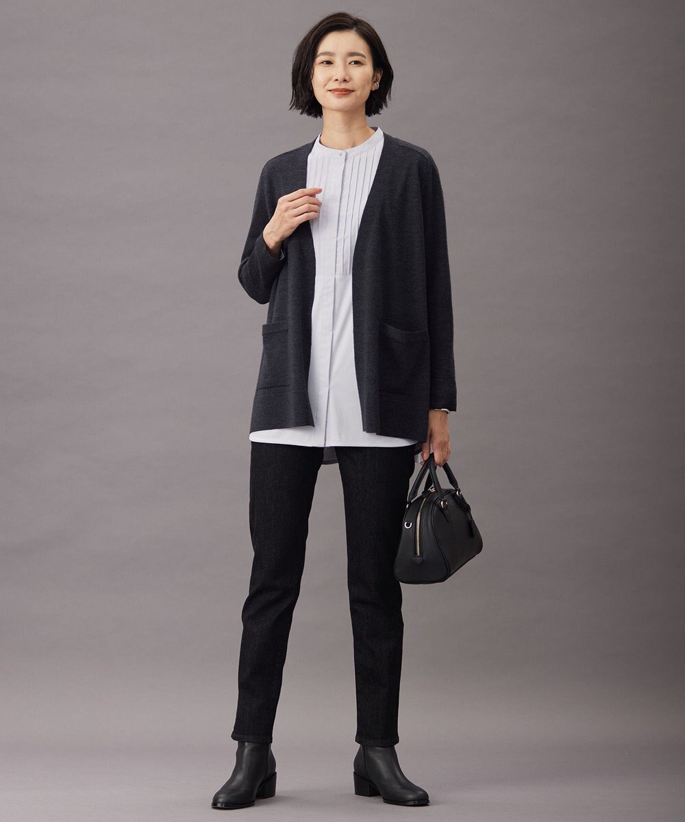 J.PRESS LADIES L シャツジャージー バンドカラー カットソー 