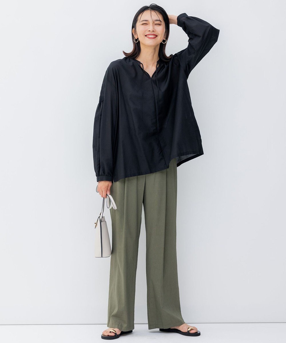 23区 【洗える】コットンシルクローン スキッパー ブラウス 