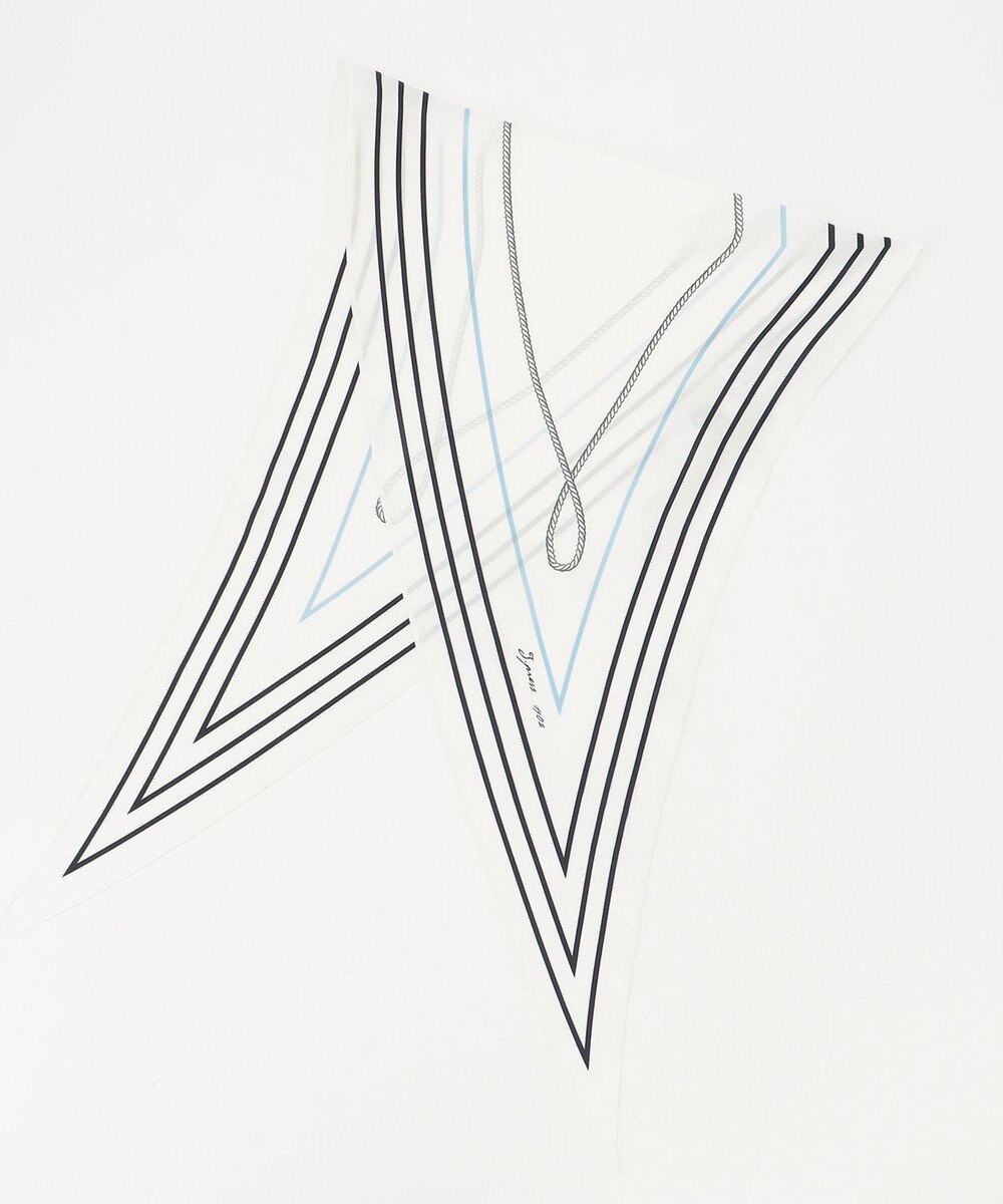 J.PRESS LADIES ストライプ プリント 剣先 スカーフ 