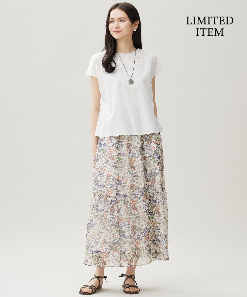 自由区 S 【WEB限定・接触冷感・洗える】エンブロイダリーローンプルオーバー ブラウス 