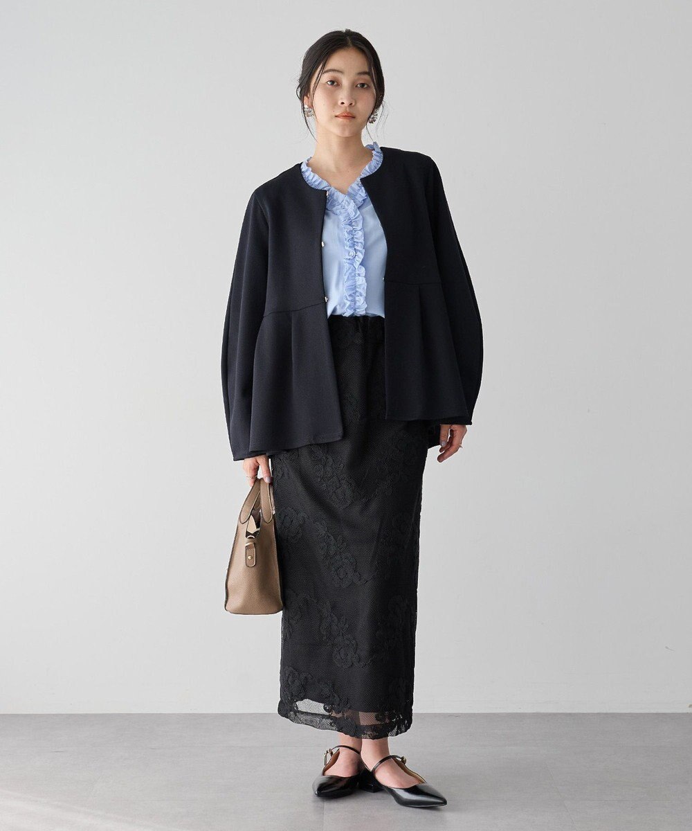 YECCA VECCA フラワー柄刺繍メッシュスカート 