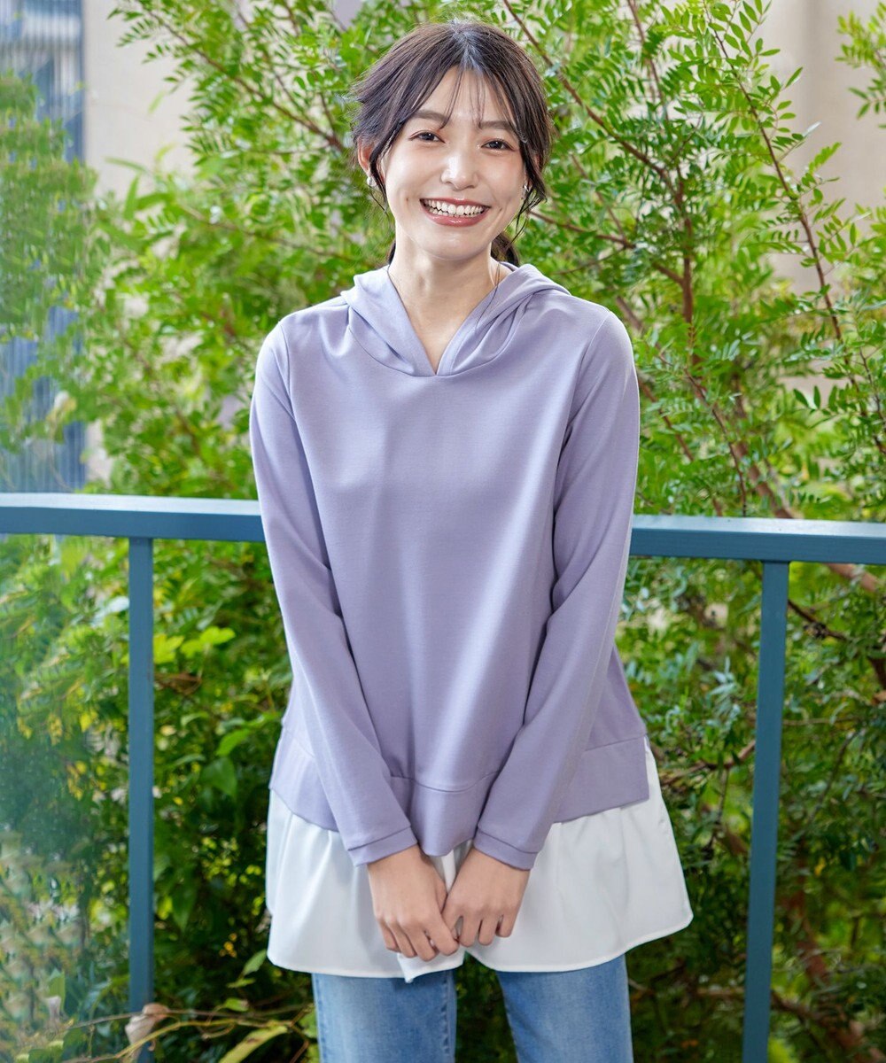 Tiaclasse L 【洗える】ポンチドッキングギャザーパーカー　 