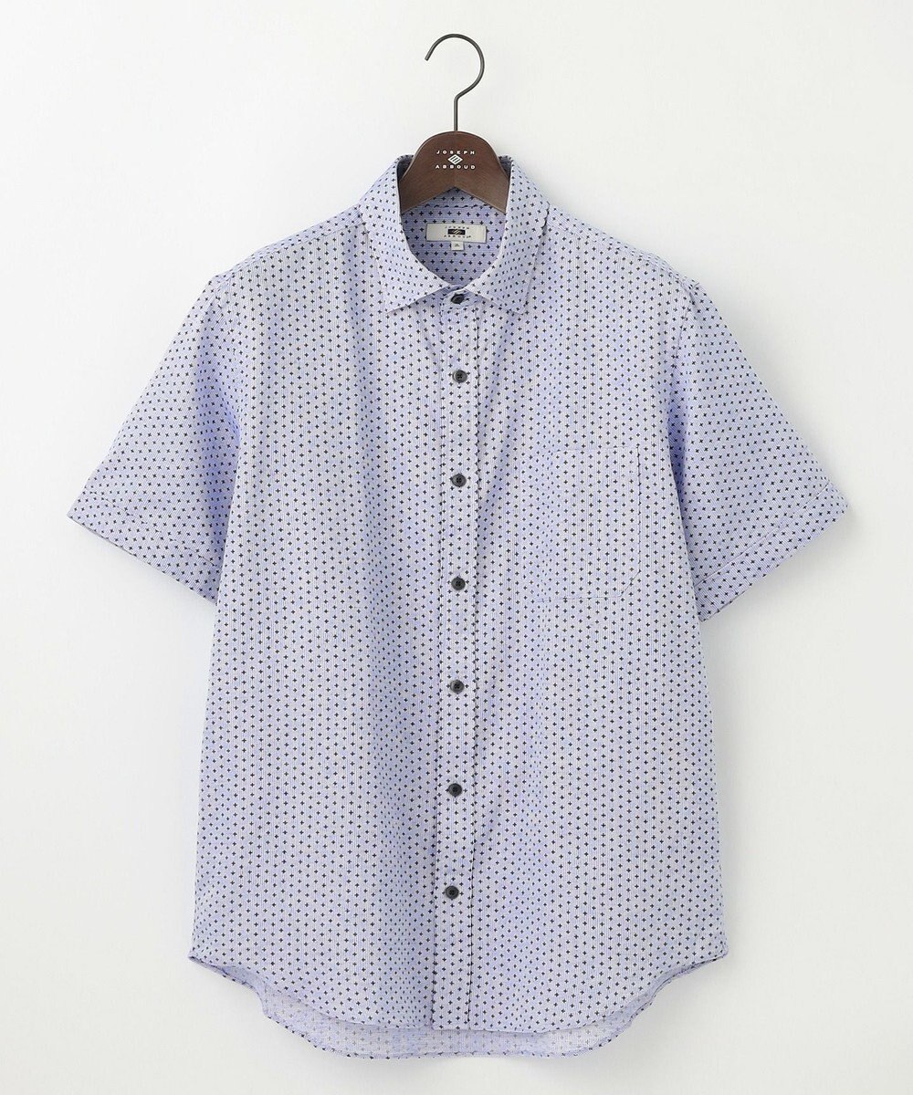 JOSEPH ABBOUD 【キングサイズ・ビジネスシーンに最適・サステイナブル】ソアロンンシャンブレープリント 半袖 シャツ 