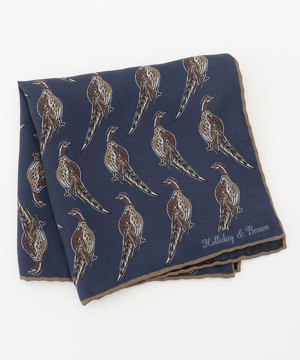 JOSEPH ABBOUD 【イタリア製・Holliday&Brown】バードグラフィックプリントポケットチーフ 