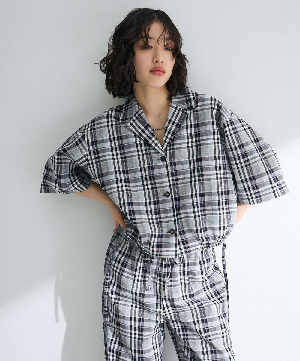 Green Parks 綿麻混裾ドロスト開襟シャツジャケット 