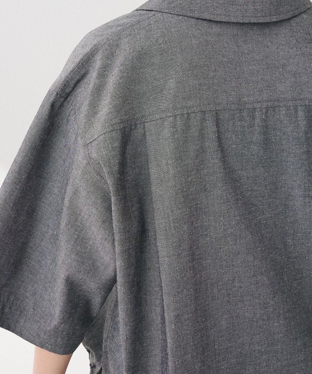 Green Parks 綿麻混裾ドロスト開襟シャツジャケット 