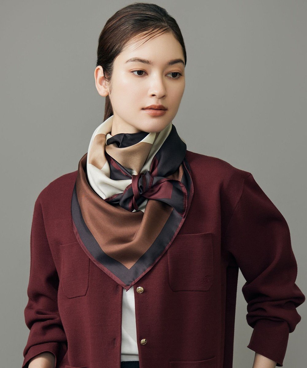 自由区 【カタログ掲載】カラーブロックシルク スカーフ 