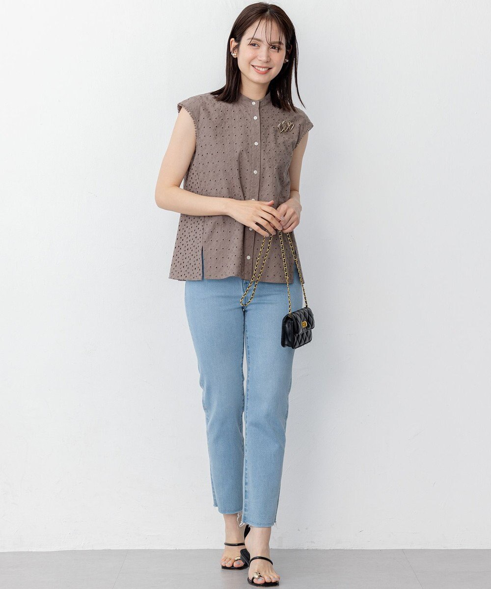 組曲 L エンブロイダリーレースノースリーブ ブラウス 