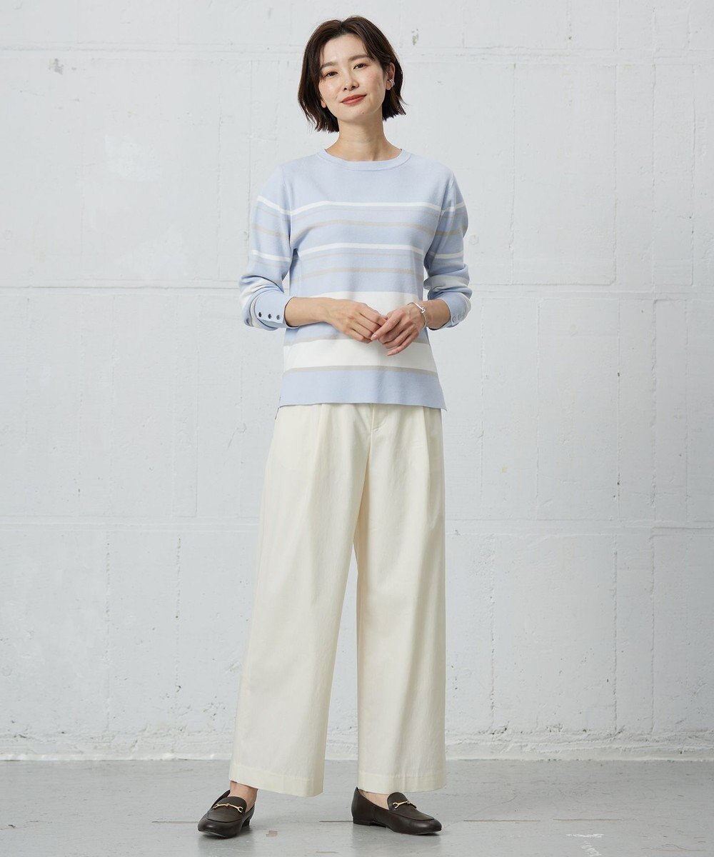J.PRESS LADIES 【洗える】Rayon Stretch Border ニット 