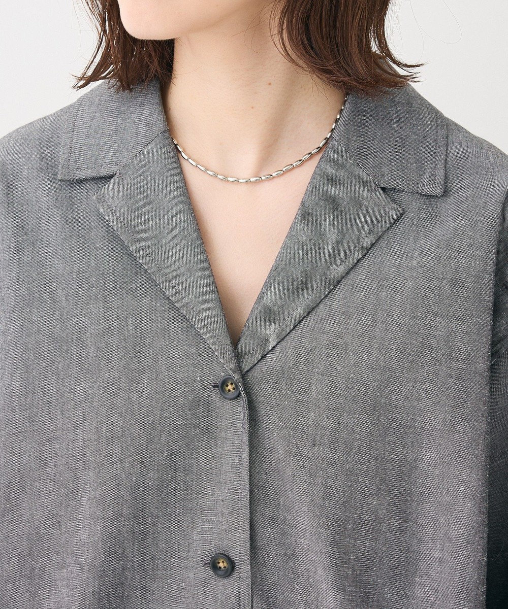 Green Parks 綿麻混裾ドロスト開襟シャツジャケット 