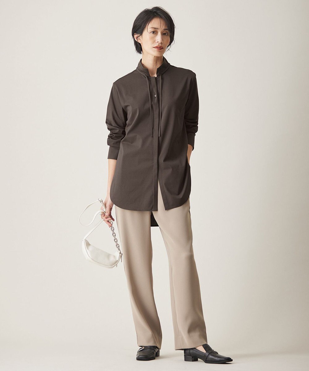 ICB 【洗える】ブラウスライクジャージー ボウタイデザインカットソー 