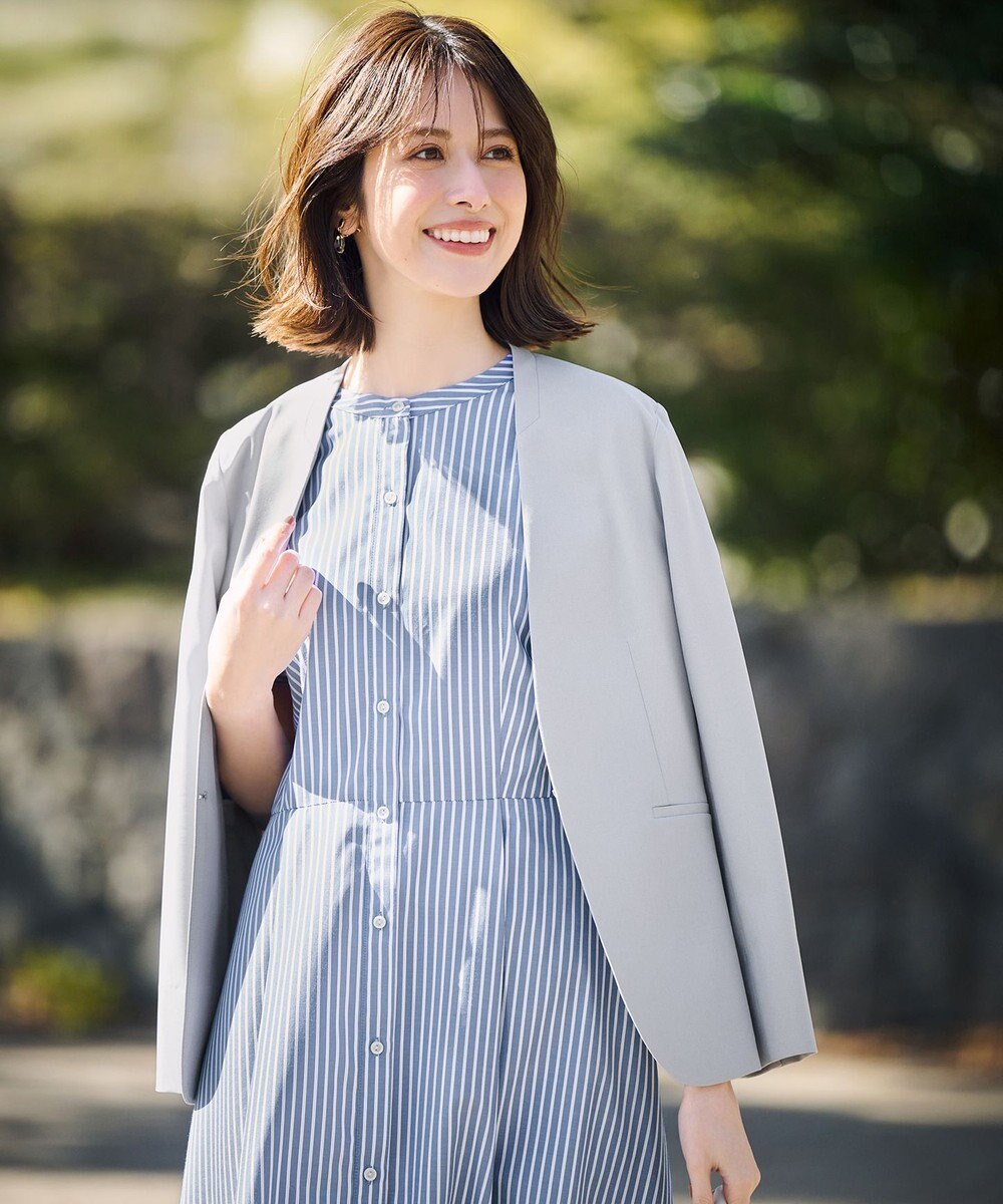 ANY SIS 【UVカット・接触冷感・吸水速乾】スマートビューティストレッチ ノーカラージャケット 