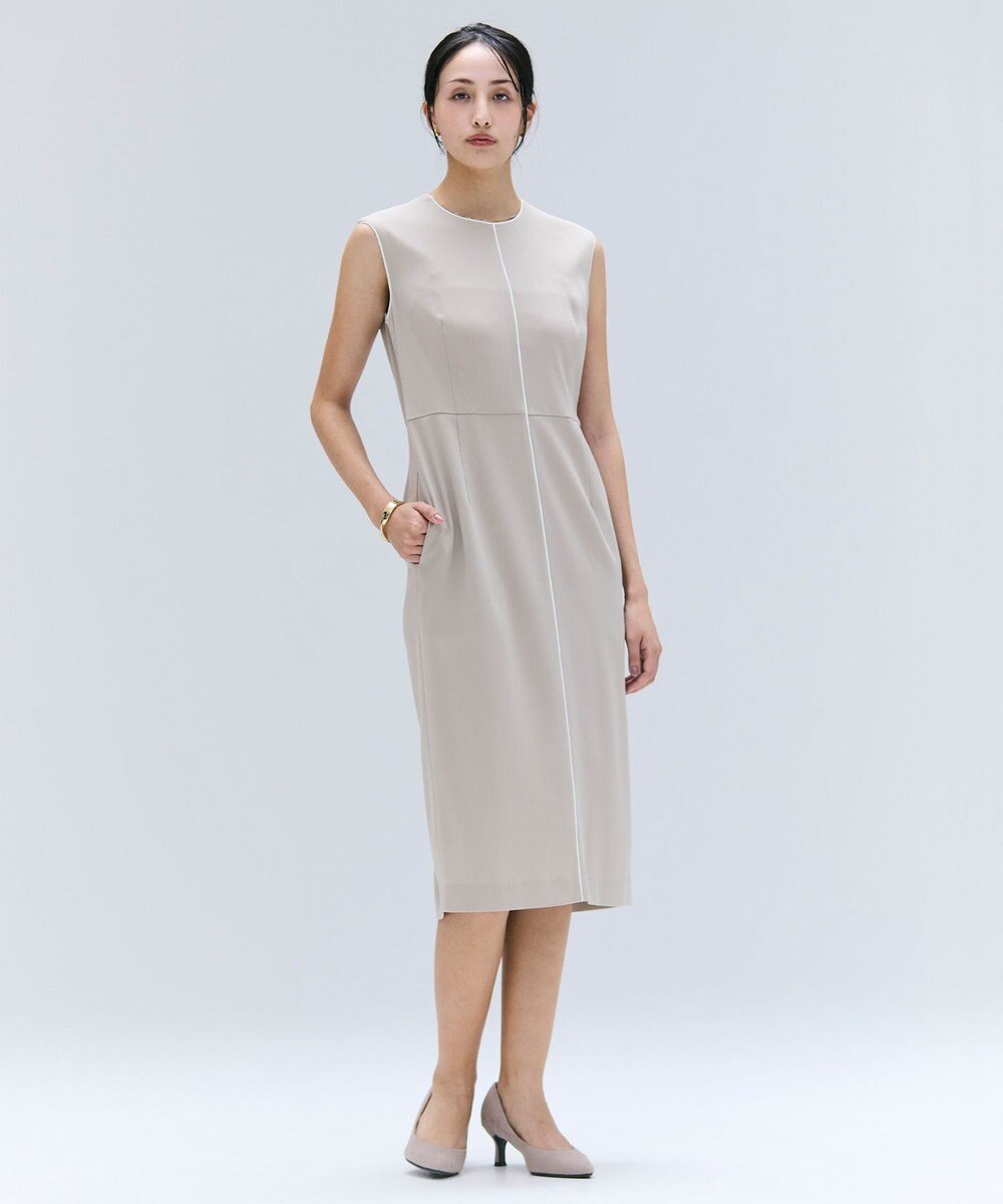 BEIGE， 【洗える・L-size】CINDY / クルーネックノースリーブワンピース 