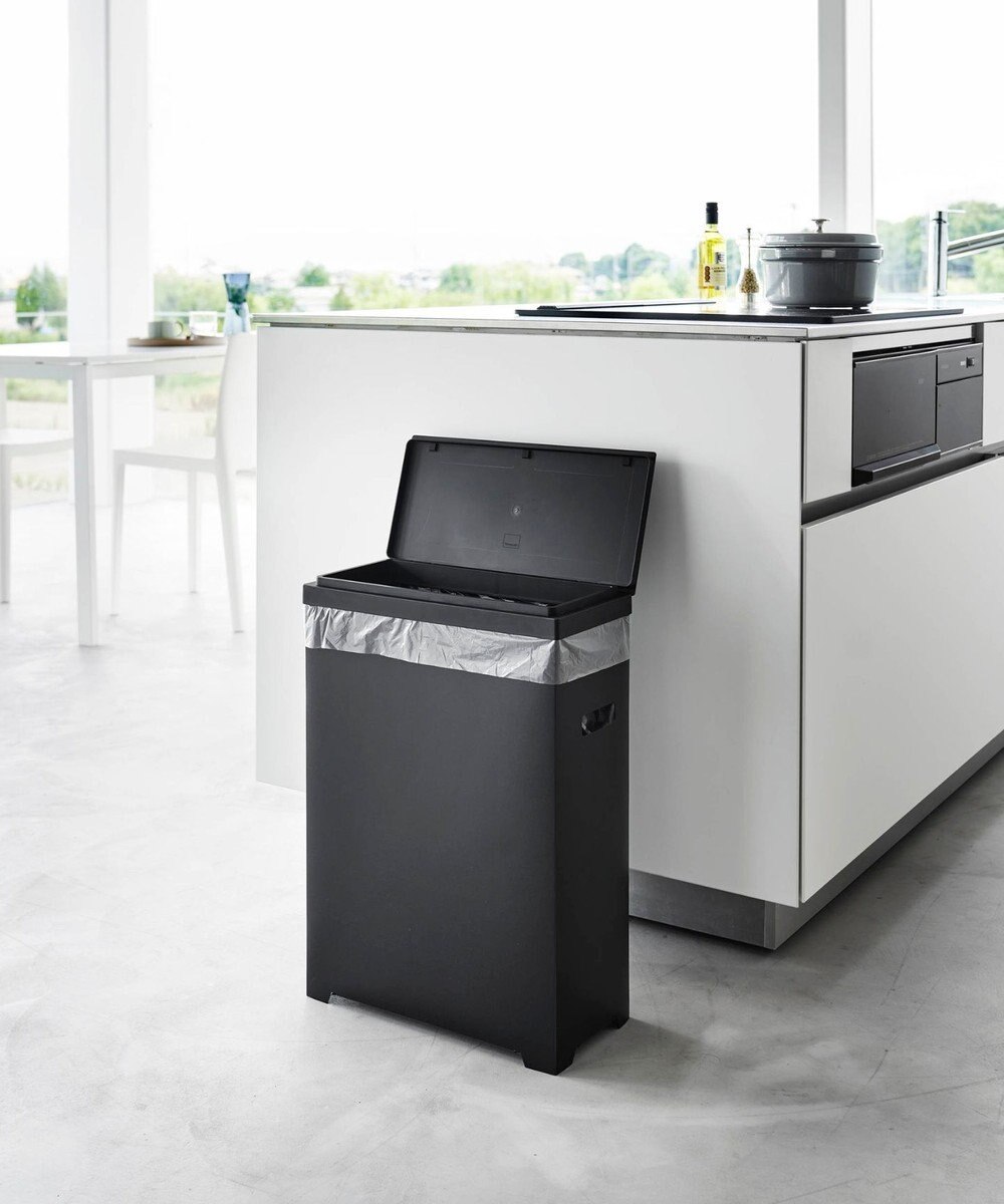 tower スリム蓋付きゴミ箱 タワー 横開きタイプ 2個組 ブラック 