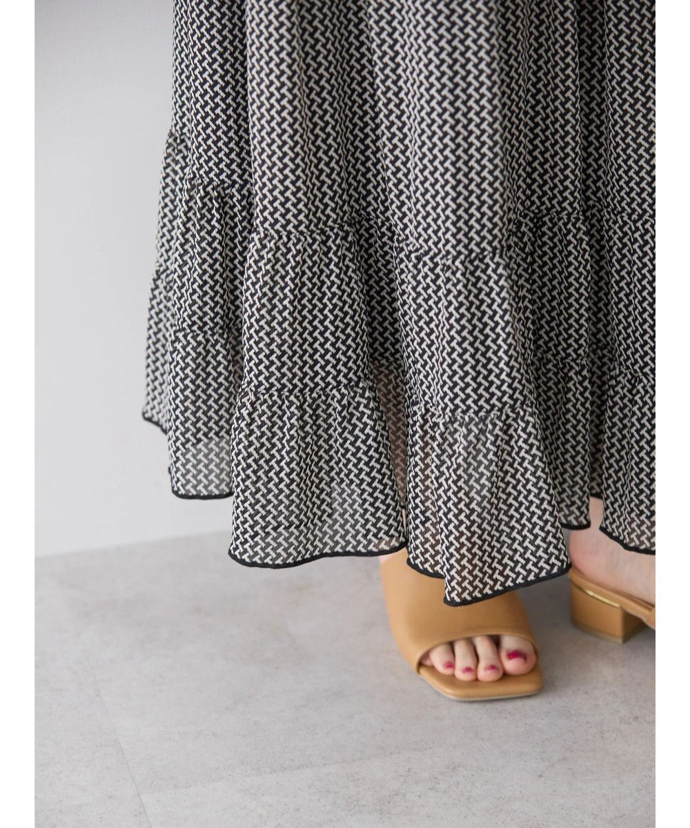 AMERICAN HOLIC 幾何学柄裾ティアードスカート 