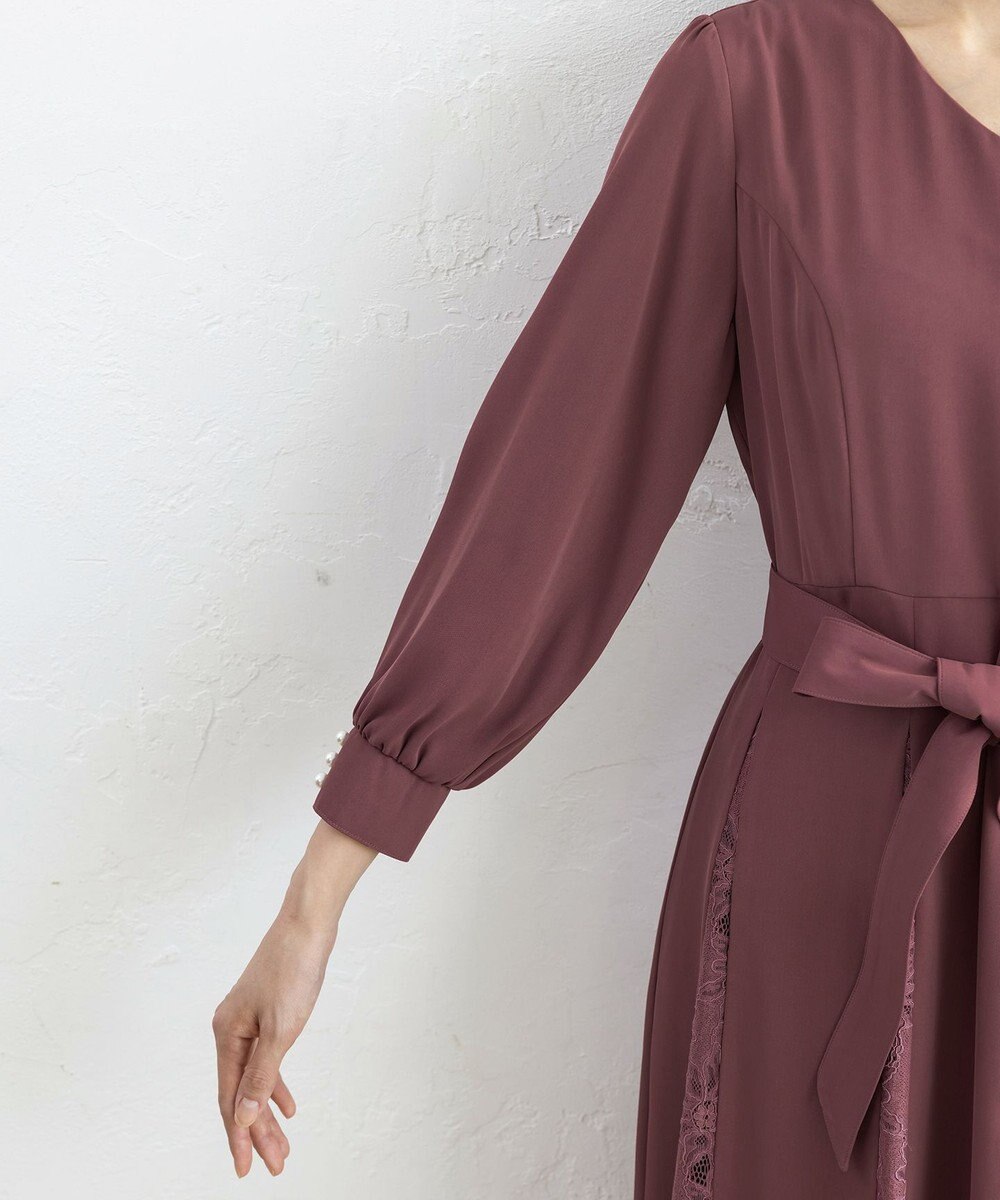 Tiaclasse L 【洗える】レース切り替えフレアワンピース 