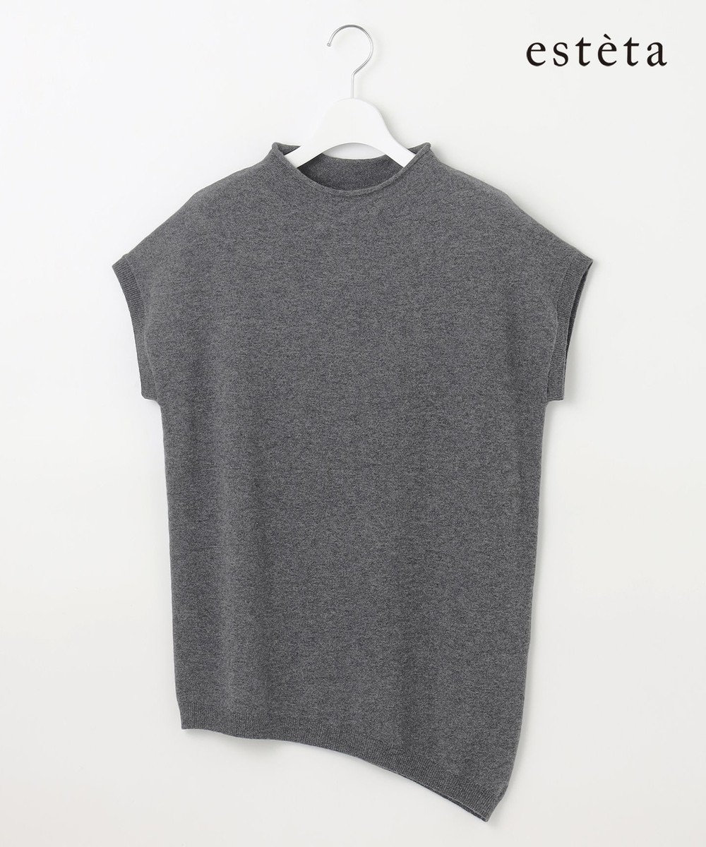 23区 L 【エステータ】マーセライズドウールカシミヤ アシンメトリー ニット 