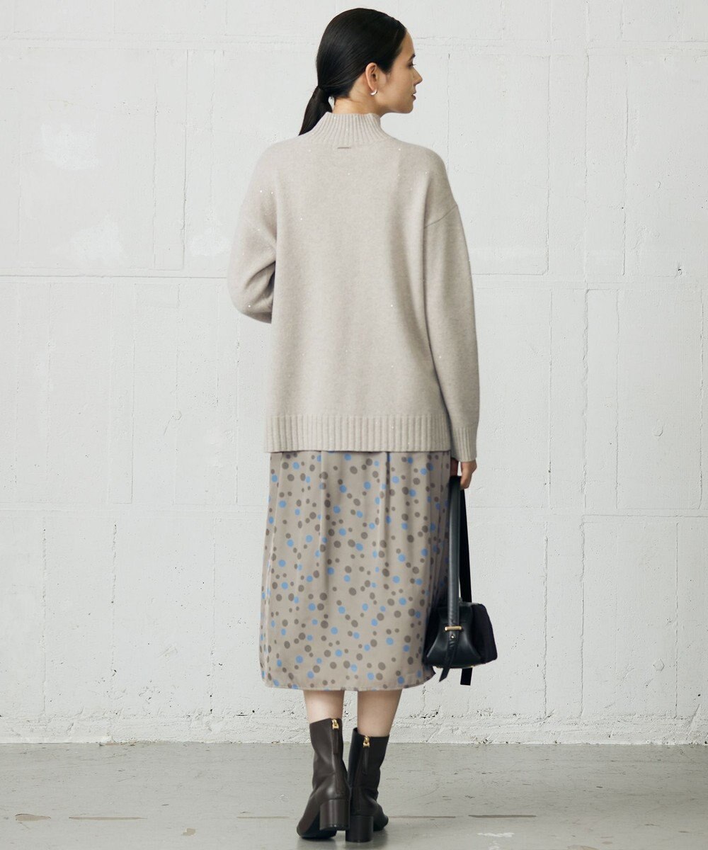自由区 ウールカシミヤブレンドスパンコールハイネック ニット 