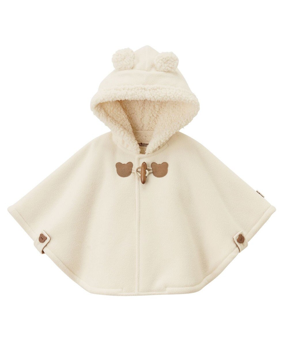 MIKI HOUSE HOT BISCUITS 【70-90cm】 お耳付きボアフリース ダッフルマント 