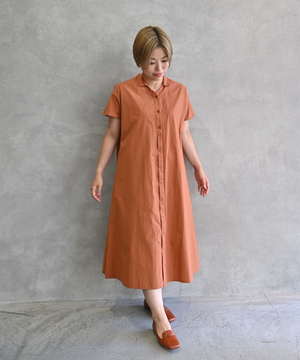 muuc 〈遠州織物で織られた上質なコットン生地〉フレンチスリーブのシャツワンピース 