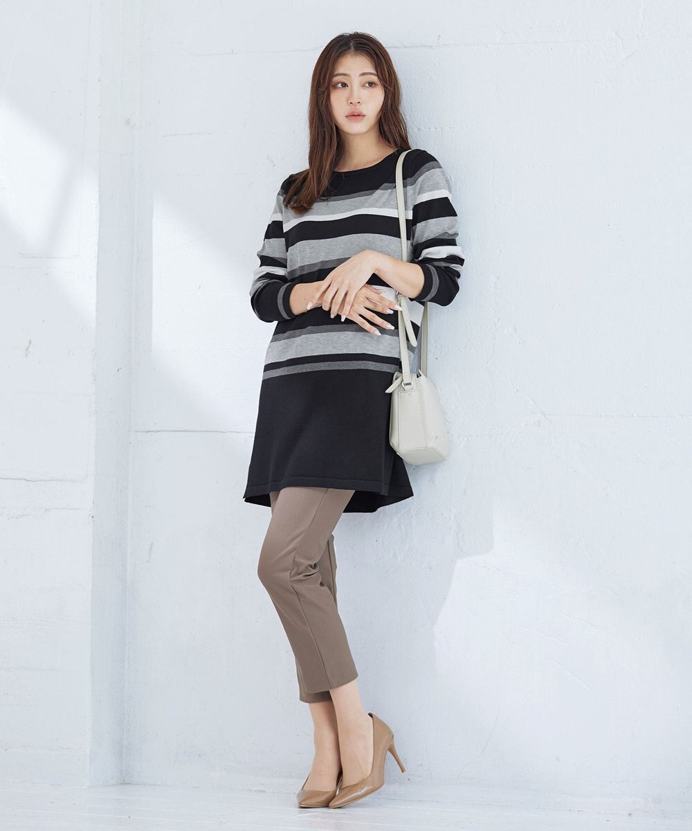 Tiaclasse 【洗える】マルチボーダーニットチュニック 