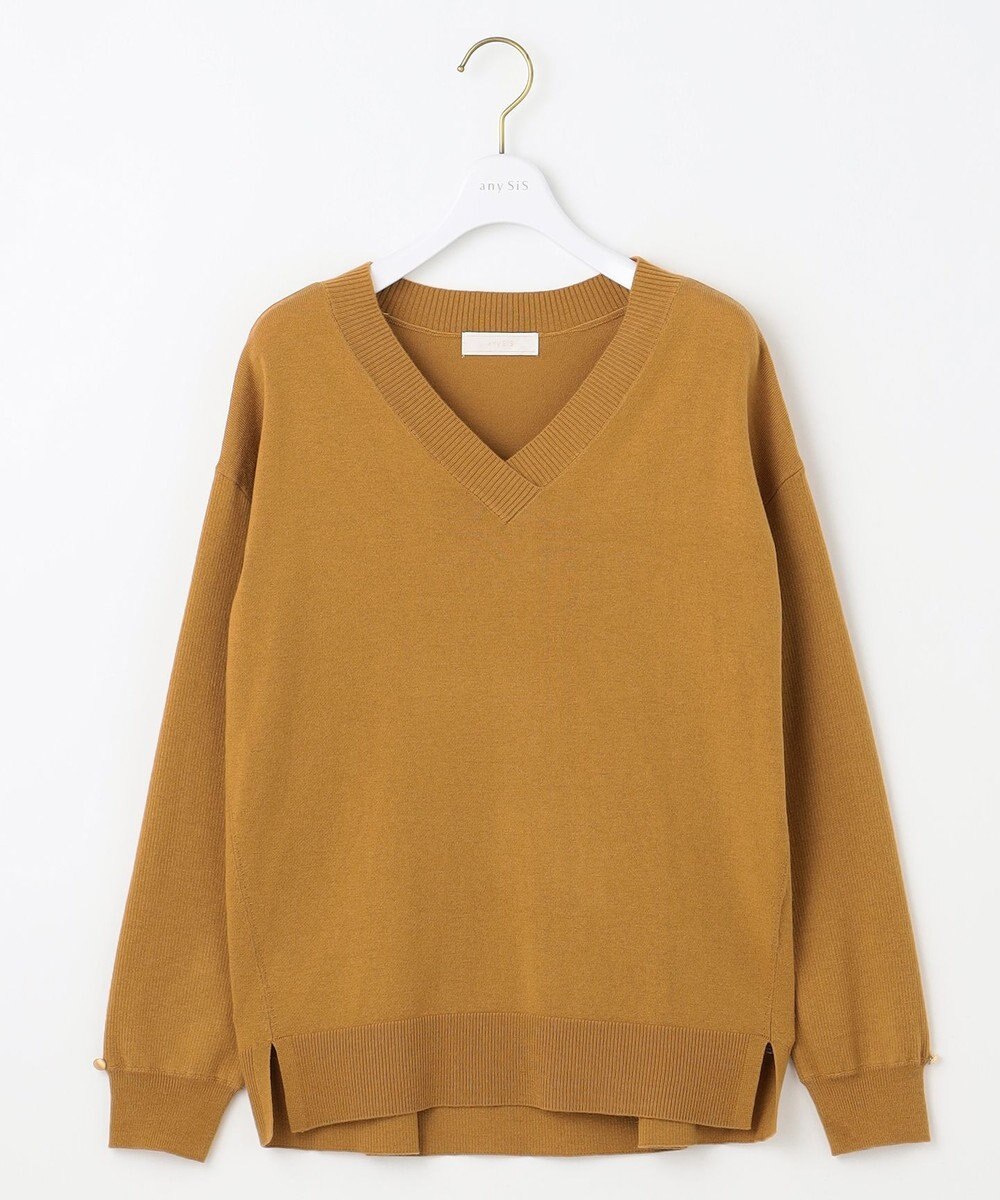 ANY SIS 【ウールブレンドシリーズ】フロント切替Vネック ニット 