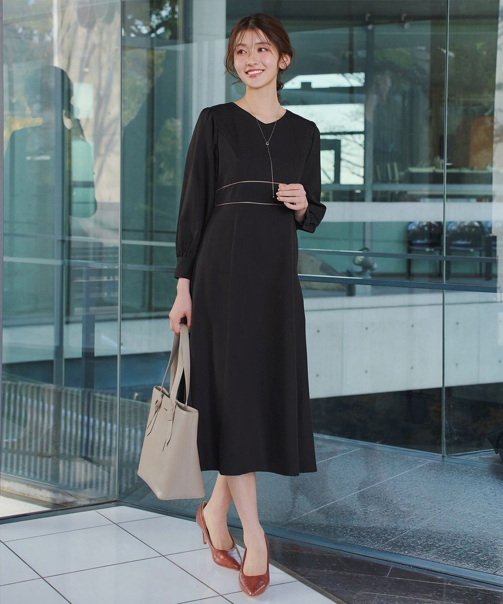 Tiaclasse L パイピングフレアワンピース 