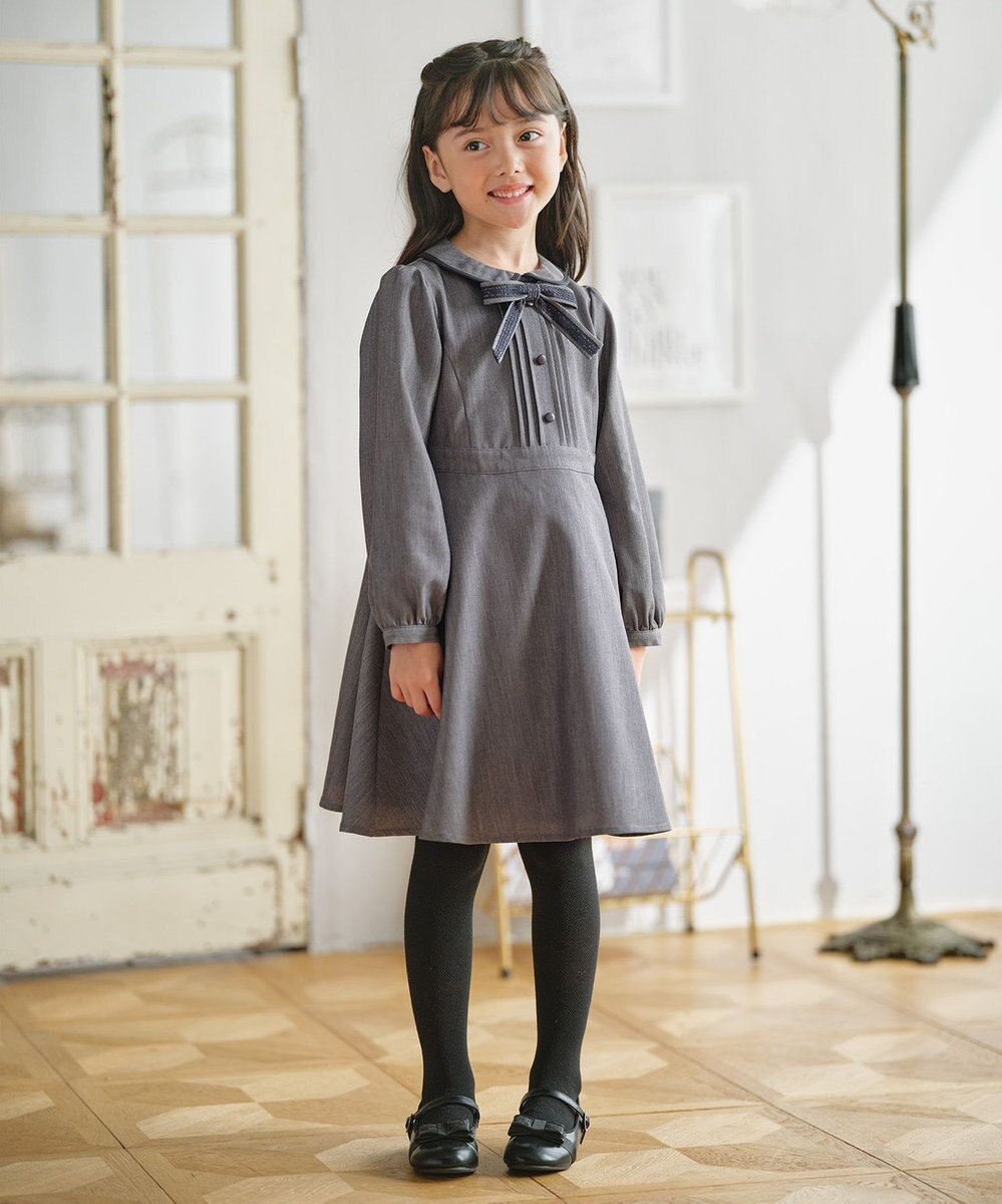 組曲 KIDS 【110-140㎝】 クラシカルグレーワンピース 