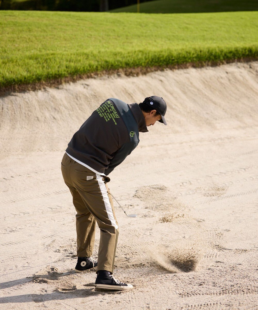 PW CIRCULUS 今が旬トップス！【ドライな肌触り / UV遮蔽率98.9% UVカット / ストレッチ】【MEN】ワッフルハーフジップトップス  ゴルフ 