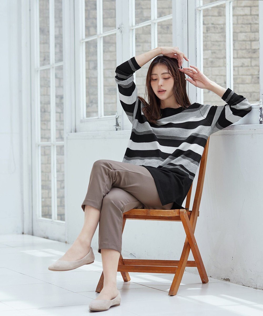 Tiaclasse 【洗える】マルチボーダーニットチュニック 