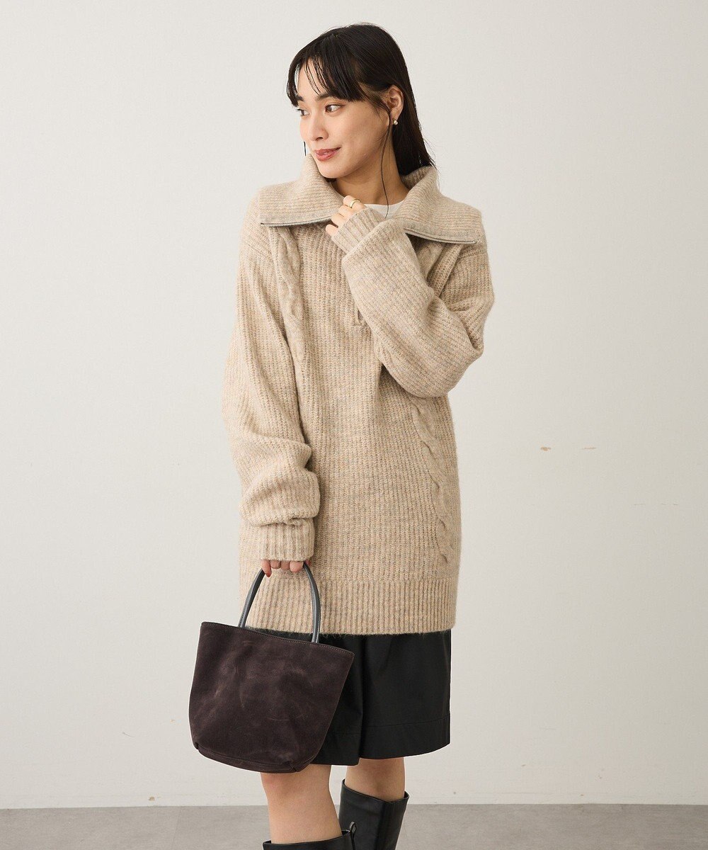 CRAFT STANDARD BOUTIQUE ハーフジップローゲージニットチュニック 