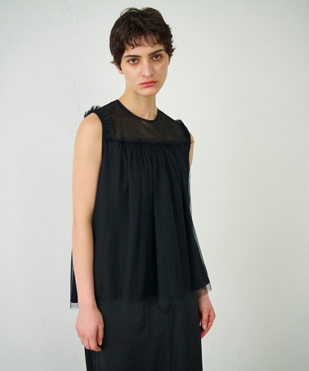 GRACE CONTINENTAL チュールノースリーブ トップ 