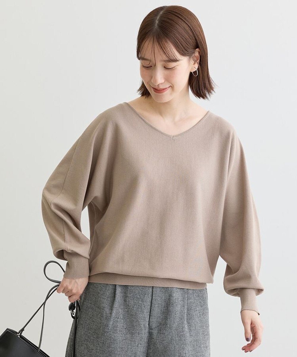 Green Parks 洗える　Ｖネックドルマンニットプルオーバー 