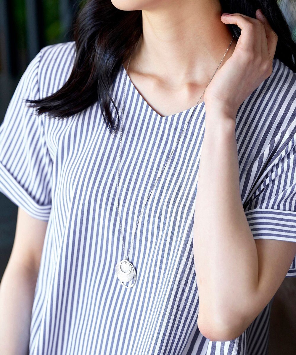 Tiaclasse 【洗える】体型カバーも叶うアシンメトリーストライプチュニックブラウス 