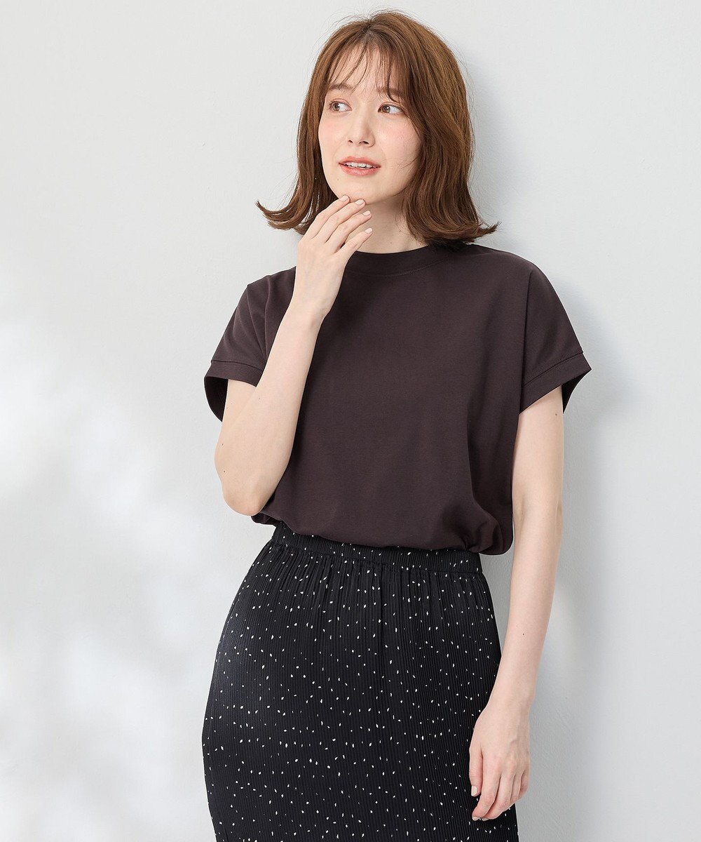 ANY 【UVケア/接触冷感】モックネックフレンチスリーブＴシャツ 