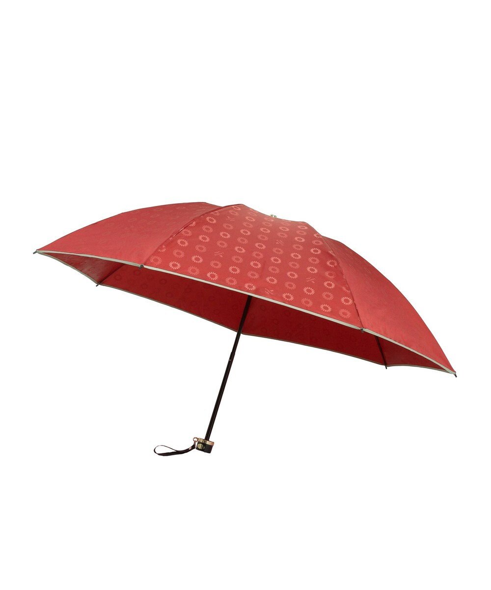 MOONBAT LANVIN en Bleu 折りたたみ傘 ジャカード×パイピング 簡単開閉 大きめ55cm 