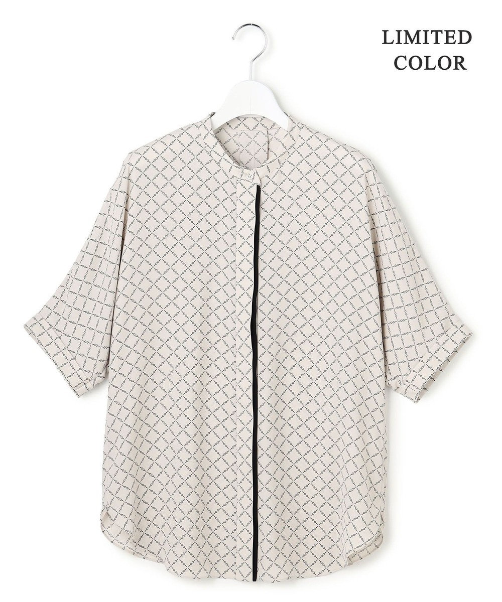 ICB L 【先行予約・WEB限定カラーあり】BackSatinAmunzen 5分袖バンドカラーブラウス 