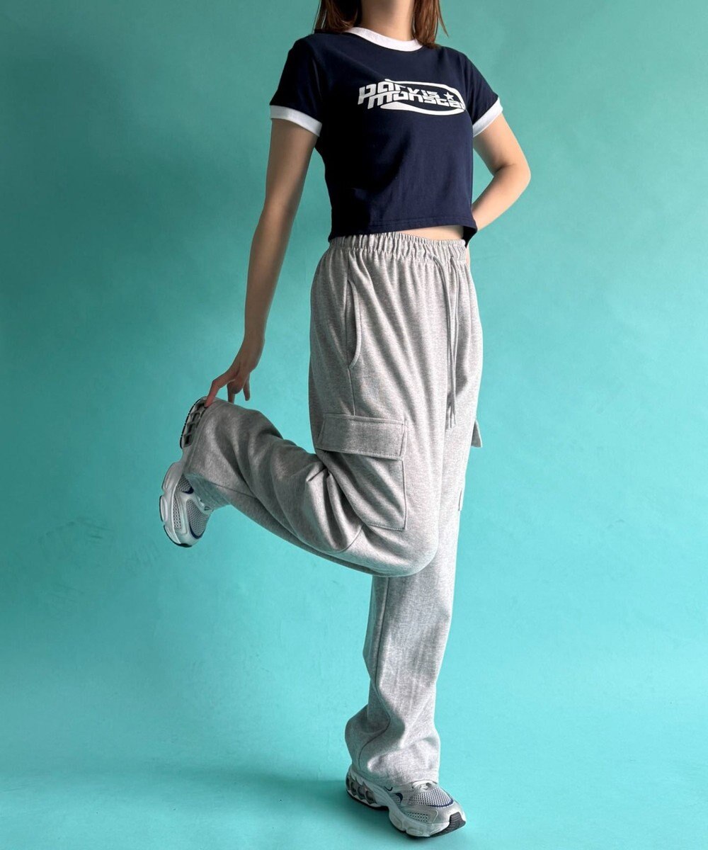 WEGO 【ウエストゴム】スウェットカーゴパンツ 